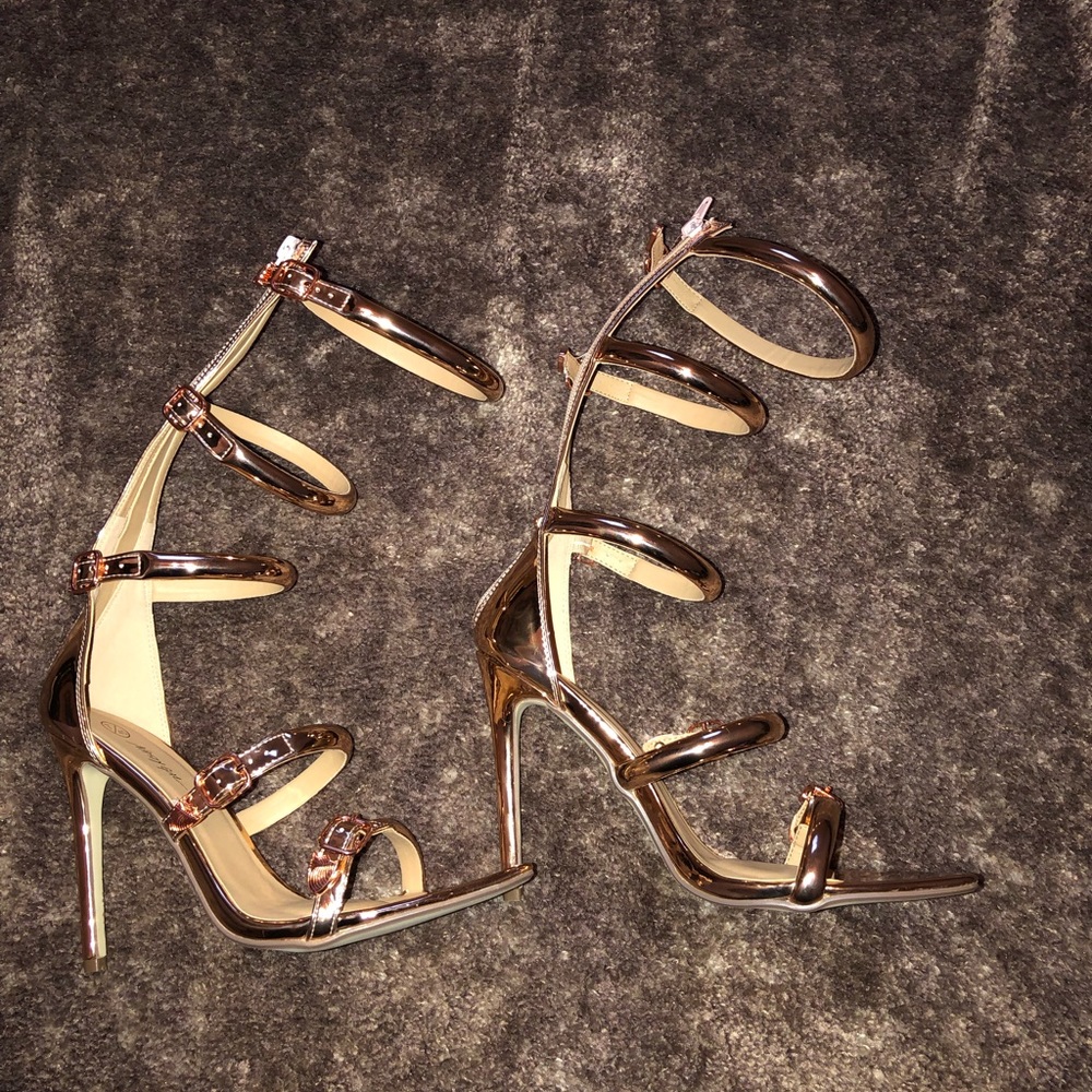 Rose Gold heeled gladiator sandals